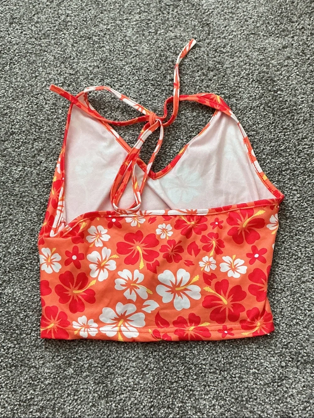 Amazon Orange and Red Floral Halter Top